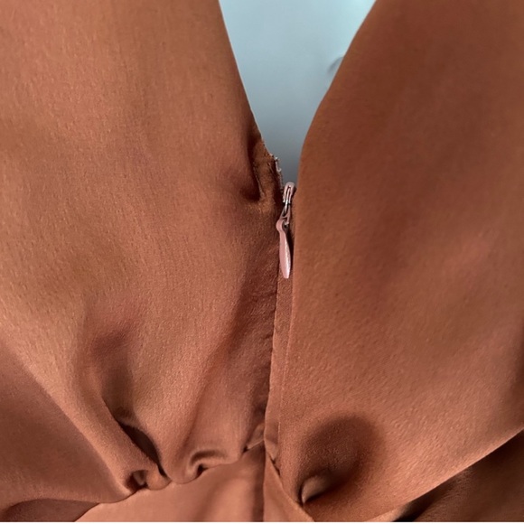 Boohoo Blouson Copper Satin Dress - Picture 9 of 10